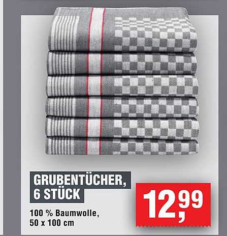 GRUBENTÜCHER, 6 STÜCK