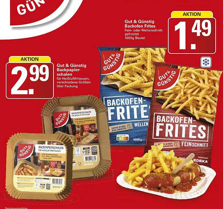 Gut & Günstig Backpapier-Schalen für Heißluftfritteusen, verschiedene Größen 50er Packung