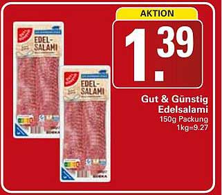 Gut & Günstig Edelsalami 150g Packung 1kg=9,27