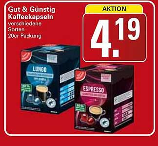 Gut & Günstig Kaffeekapseln verschiedene Sorten 20er Packung