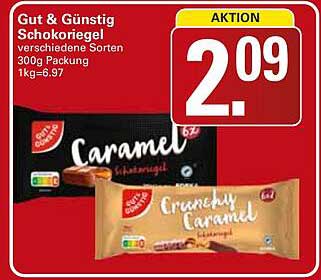 Gut & Günstig Schokoriegel verschiedene Sorten 300g Packung 1kg=6.97