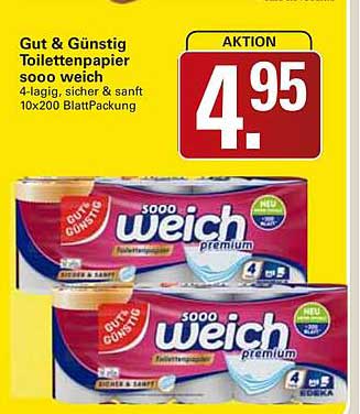 Gut & Günstig Toilettenpapier soooo weich 4-lagig, sicher & sanft 10x200 Blatt Packung