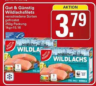 Gut & Günstig Wildlachsfilets verschiedene Sorten getrostet 250g Packung 1kg=15.16