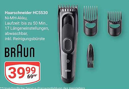 Haarschneider HC5530 Ni-MH-Akku, Laufzeit: bis zu 50 Min., 17 Längeneinstellungen, abwaschbar, inkl. Reinigungsbürste