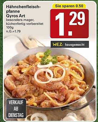 Hähnchenfleischpfanne Gyros Art