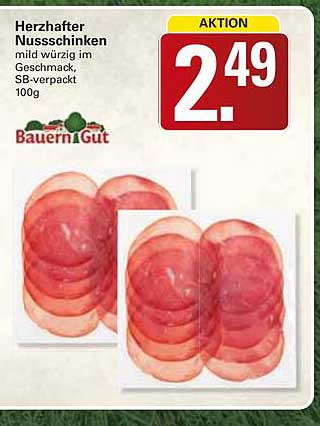 Herzhafter Nussschinken mild würzig im Geschmack, SB-verpackt 100g