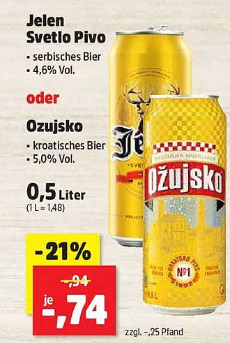Jelen Svetlo Pivo oder Ozujsko