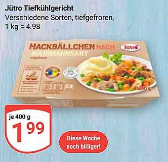 Jütro Tiefkühlgericht Verschiedene Sorten, tiefgefroren, 1 kg = 4.98