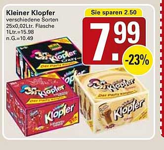Kleiner Klopfer verschiedene Sorten 25x0,02Ltr. Flasche 1Ltr.=15,98 n.G.=10,49