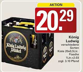 König Ludwig Dunkel verschiedene Sorten Kiste 20x0,5Ltr. 1Ltr.=2,03 zzgl. 3.10 Pfand