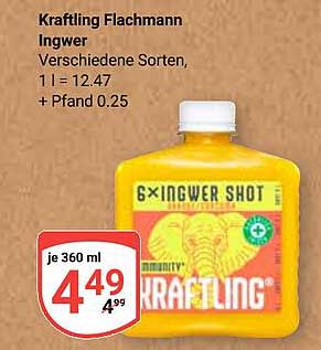 Kraftling Flachmann Ingwer Verschiedene Sorten, 1 l = 12.47 + Pfand 0.25