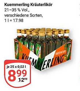Kuemmerling Kräuterlikör 21 -35 % Vol., verschiedene Sorten, 1 l = 17.98
