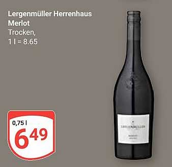 Lergenmüller Herrenhaus Merlot Trocken, 1 l = 8.65