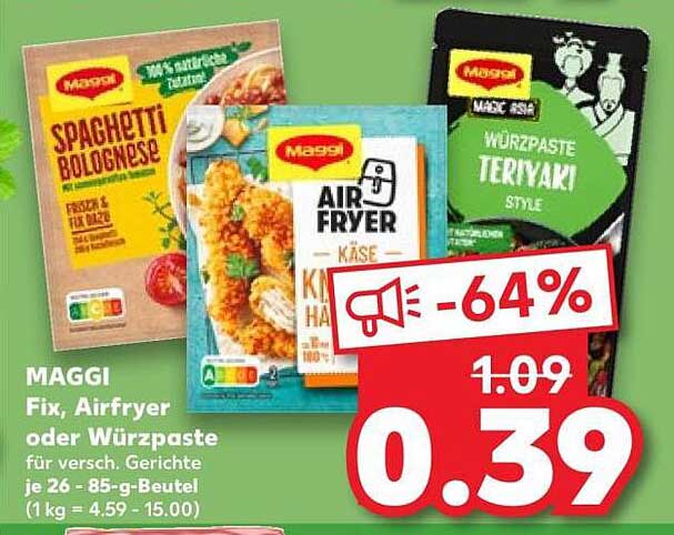MAGGI Fix, Airfryer oder Würzpaste für versch. Gerichte je 26 - 85-g-Beutel (1 kg = 4.59 - 15.00)