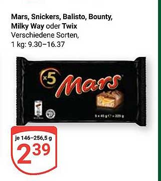 Mars, Snickers, Balisto, Bounty, Milky Way oder Twix Verschiedene Sorten, 1 kg