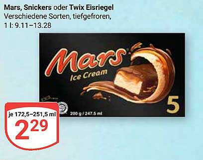 Mars, Snickers oder Twix Eisriegel