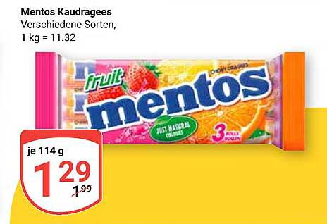 Mentos Kaudragees Verschiedene Sorten, 1 kg = 11.32