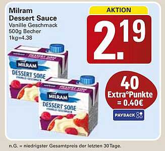 Milram Dessert Sauce Vanille Geschmack 500g Becher 1kg=4,38
