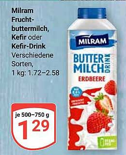 Milram Fruchtbuttermilch, Kefir oder Kefir-Drink Verschiedene Sorten, 1 kg: 1.72–2.58