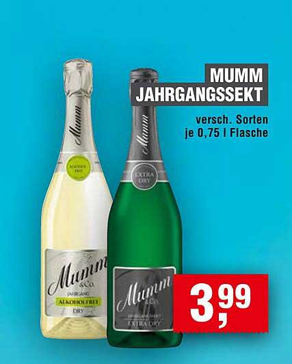 MUMM JAHRGANGSSEKT versch. Sorten je 0,75 l Flasche