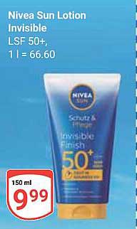 Nivea Sun Lotion Invisible LSF 50+ 1 l = 66.60