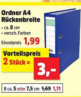 Ordner A4 Rückenbreite