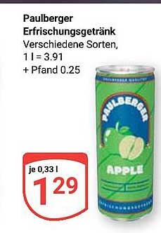 Paulberger Erfrischungsgetränk Verschiedene Sorten, 1 l = 3.91 + Pfand 0.25