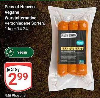 Peas of Heaven Vegane Wurstalternative Verschiedene Sorten, 1 kg = 14.24