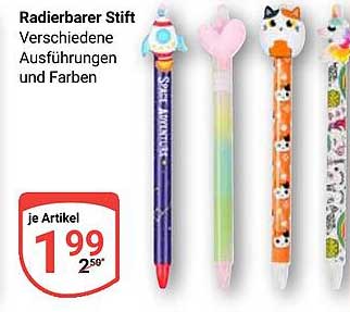 Radierbarer Stift Verschiedene Ausführungen und Farben