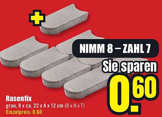 Rasenfix grau, 8 x ca. 22 x 4 x 12 cm (B x H x T)