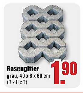Rasengitter grau, 40 x 8 x 60 cm (B x H x T)