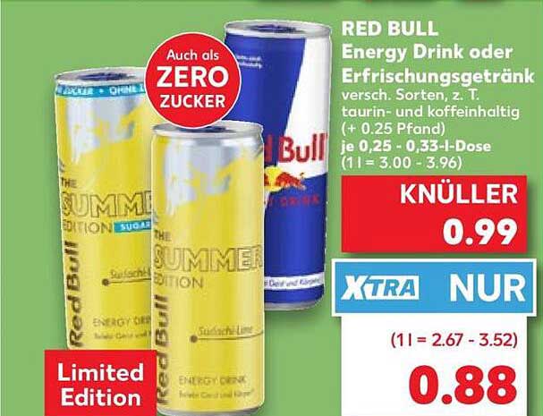 RED BULL Energy Drink oder Erfrischungsgetränk