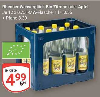 Rhenser Wasserglück Bio Zitrone oder Apfel