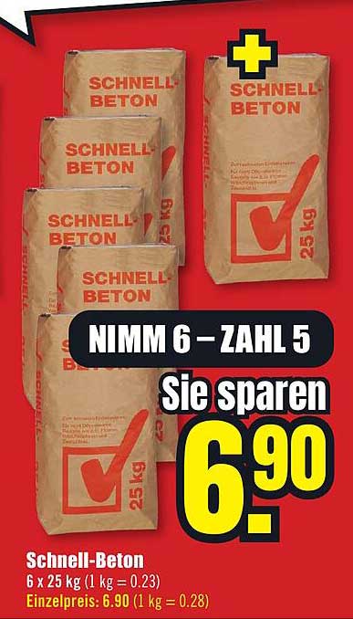 Schnell-Beton 6 x 25 kg