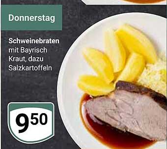 Schweinebraten mit Bayrisch Kraut, dazu Salzkartoffeln