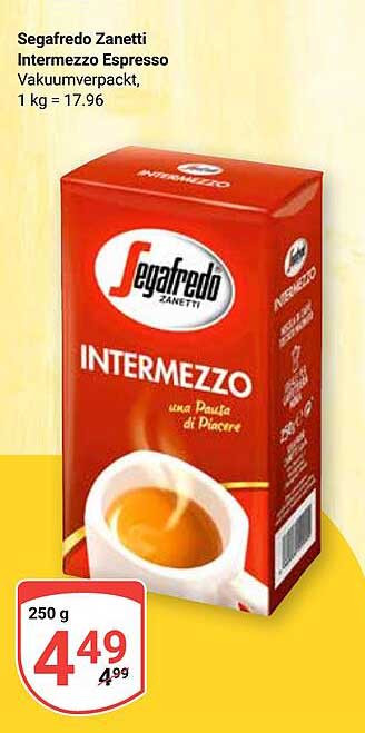 Segafredo Zanetti Intermezzo Espresso Vakuumverpackt, 1 kg = 17,96