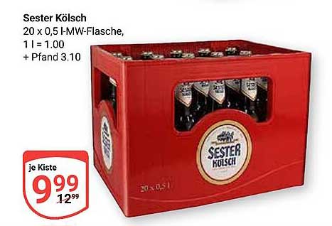 Sester Kölsch 20 x 0,5 l-MW-Flasche, 1 l = 1.00 + Pfand 3.10