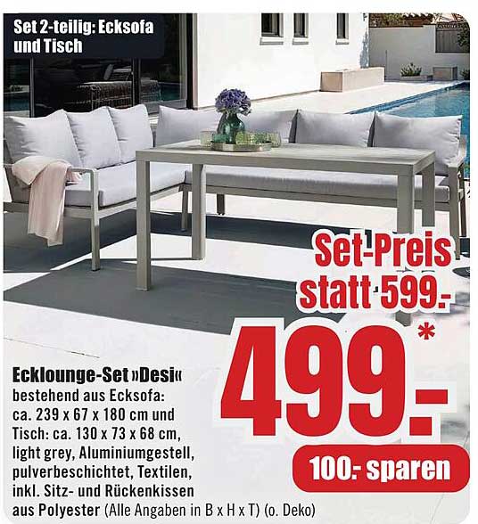 Set 2-teilig: Ecksofa und Tisch