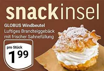 snackinsel GLOBUS Windbeutel Luftiges Brandteiggebäck mit frischer Sahnefüllung