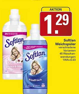 Softlan Weichspüler verschiedene Varianten 45 Waschungen 1WA=0.03