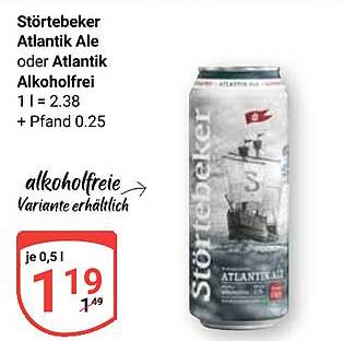 Störtebeker Atlantik Ale oder Atlantik Alkoholfrei 1 l = 2.38 + Pfand 0.25