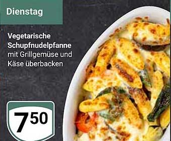 Vegetarische Schupfnudelnpfanne mit Grillgemüse und Käse überbacken