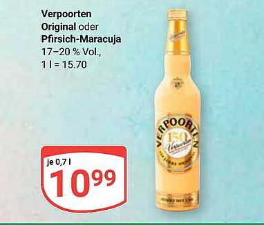 Verpoorten Original oder Pfirsich-Maracuja 17–20 % Vol., 1 l = 15.70