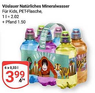 Vöslauer Natürliches Mineralwasser Für Kids, PET-Flasche, 1 l = 2.02 + Pfand 1.50