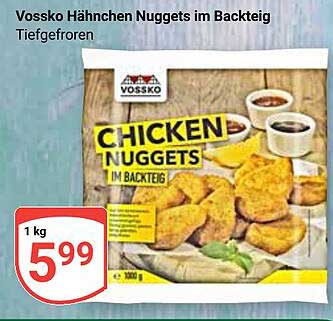 Vossko Hähnchen Nuggets im Backteig Tiefgefroren