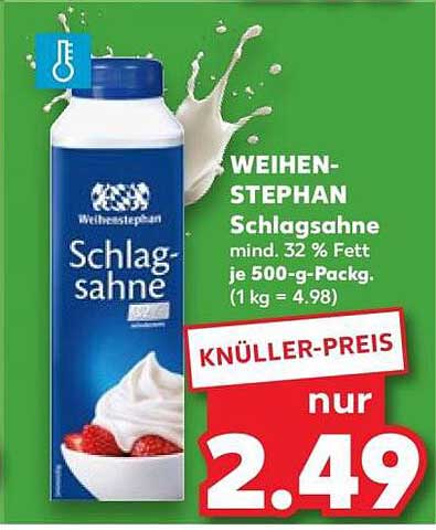 WEIHEN-STEPHAN Schlagsahne mind. 32 % Fett je 500-g-Packg. (1 kg = 4.98)