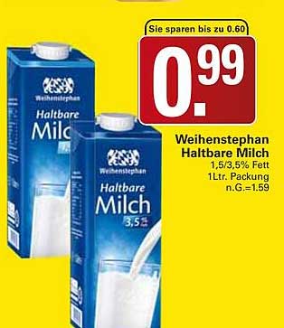 Weihenstephan Haltbare Milch 1,5/3,5% Fett 1 ltr. Packung n.G. =1,59