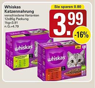 Whiskas Katzennahrung verschiedene Varianten 12x85g Packung