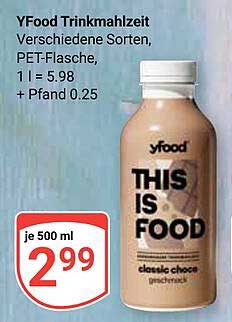 yFood Trinkmahlzeit Verschiedene Sorten, PET-Flasche, 1 l = 5.98 + Pfand 0.25