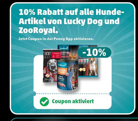 10% Rabatt auf alle Hunde-Artikel von Lucky Dog und ZooRoyal